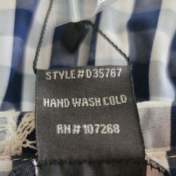 Gracia Floral Navy/White Check Embroidered Mini Dress, Country-Chic, Picnic - Picture 13 of 13